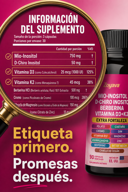 MYO HARMONY COMPLEX — Myo-Inositol + D-Chiro + Berberina + D3 + K2 · 90 cápsulas