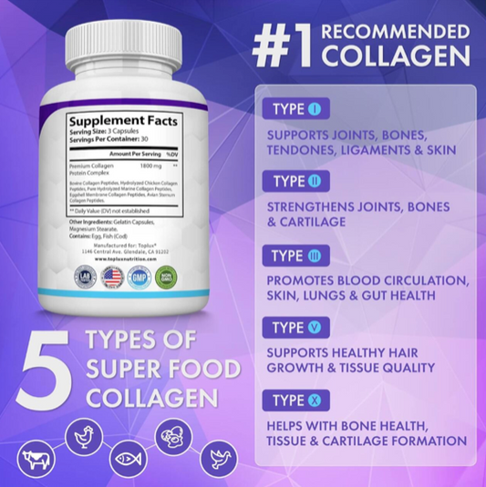 Multi Collagen 5 — Péptidos de Colágeno Tipos I, II, III, V y X