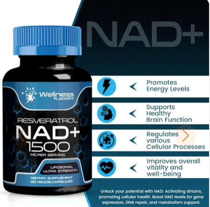 Suplemento liposomal NAD+ con resveratrol