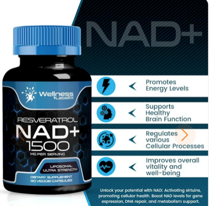 Suplemento liposomal NAD+ con resveratrol