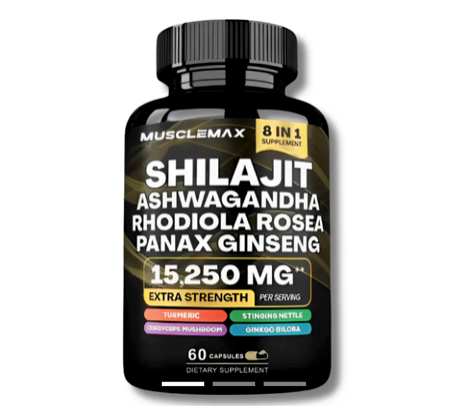 Shilajit + Ashwagandha + Rhodiola Rosea + Panax Ginseng · 60 cápsulas